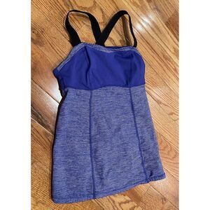 LULULEMON WOMENS SIZE 4 RUN CATCH ME TANK TONKA STRIPE PIGMENT BLUE TANK TOP
